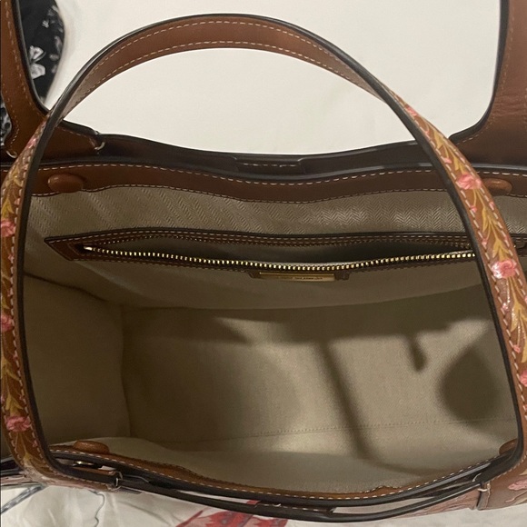 Tory Burch Multicolor Leather and Canvas Floral Tote - Picture 7 of 14